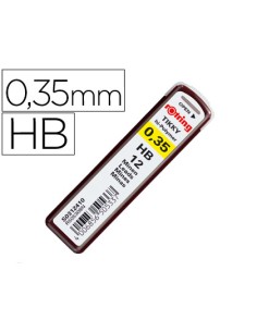 Minas rotring grafito 035 mm hb estuche de 12 minas