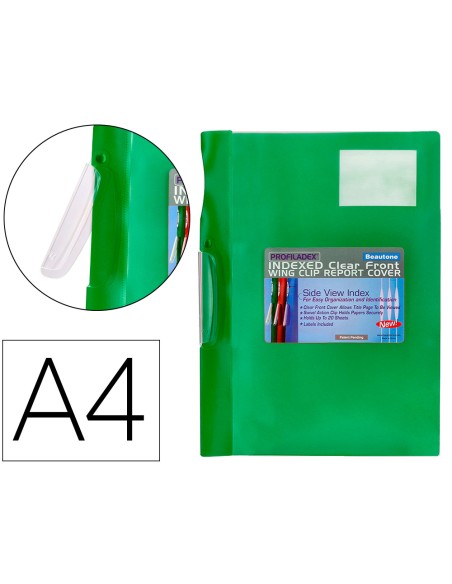 Carpeta beautone dossier pinza lateral 48383 polipropildin a4 verde pinza giratoria pack de 10 retractilado