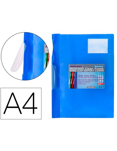Carpeta beautone dossier pinza lateral 48382 polipropildin a4 azul pinza giratoria pack de 10 retractilado