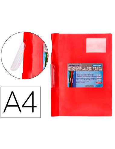 Carpeta beautone dossier pinza lateral 48380 polipropildin a4 roja pinza giratoria pack de 10 retractilado
