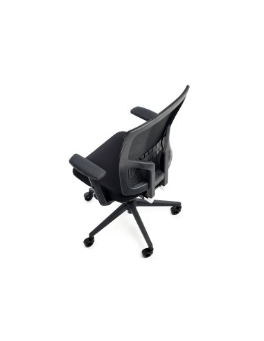 Silla de oficina rocada brazos regulables asiento tela ignifuga y respaldo malla color negro