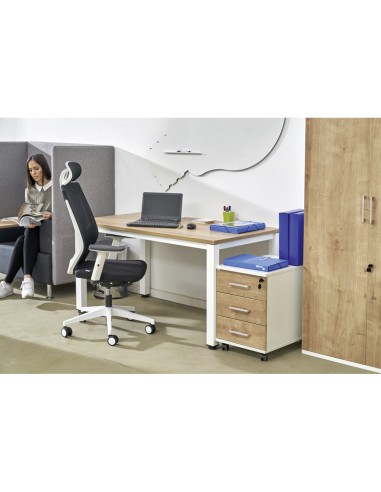 Mesa de oficina rocada executive 2002am08 color blanco roble 160x80 cm
