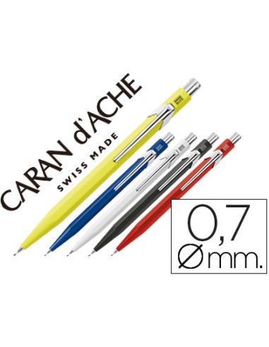 Portaminas caran d ache 844 07 mm caja 10 unidades 2 amarillos 2 azules 2 blancos 2 negros y 2 rojos