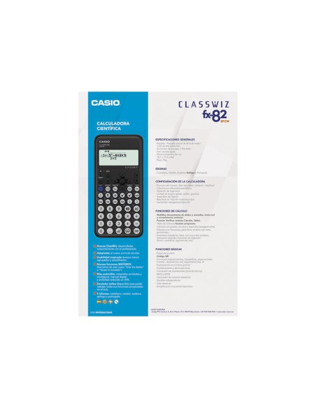 Calculadora casio fx 82sp cw iberia classwiz cientifica 300 funciones 9 memorias con tapa