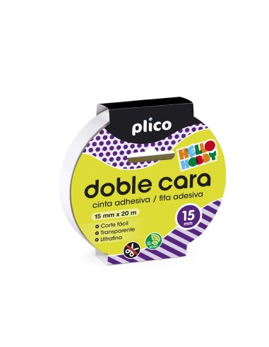 Cinta adhesiva plico doble cara 20 mt x 15 mm