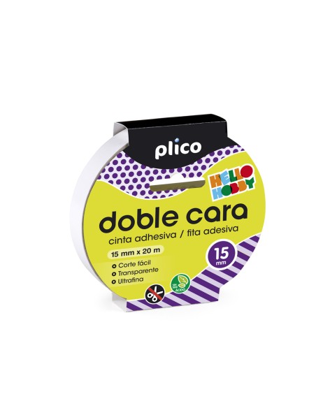 Cinta adhesiva plico doble cara 20 mt x 15 mm