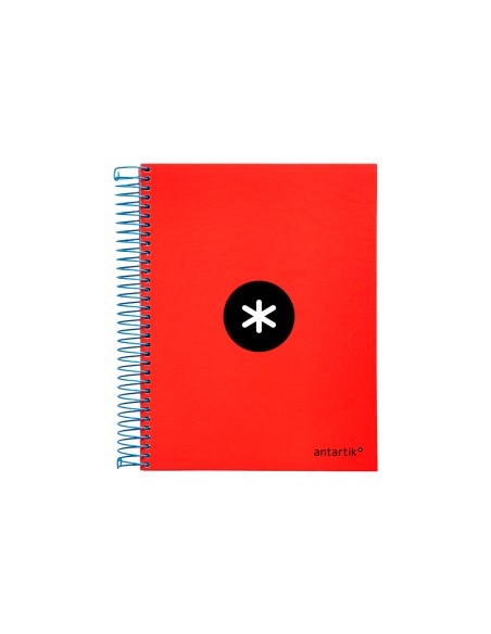 Cuaderno espiral a5 micro antartik tapa forrada120h 90gr cuadro 5mm 5 bandas 6 taladros colores surtidos