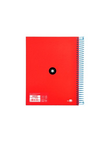 Cuaderno espiral a5 micro antartik tapa forrada120h 90gr cuadro 5mm 5 bandas 6 taladros colores surtidos