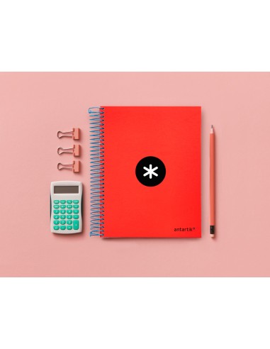 Cuaderno espiral a5 micro antartik tapa forrada120h 90gr cuadro 5mm 5 bandas 6 taladros colores surtidos