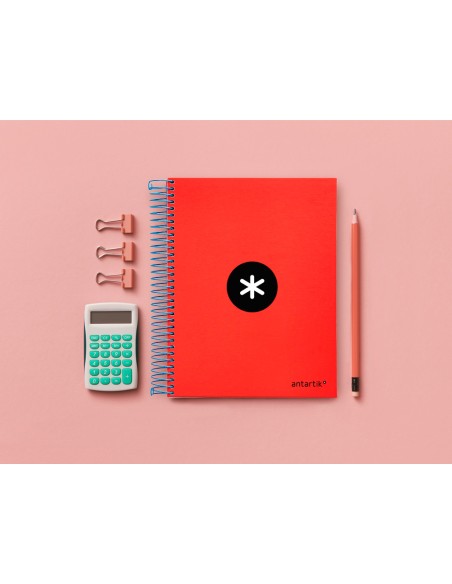 Cuaderno espiral a5 micro antartik tapa forrada120h 90gr cuadro 5mm 5 bandas 6 taladros colores surtidos