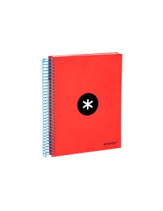 Cuaderno espiral a5 micro antartik tapa forrada120h 90gr cuadro 5mm 5 bandas 6 taladros colores surtidos