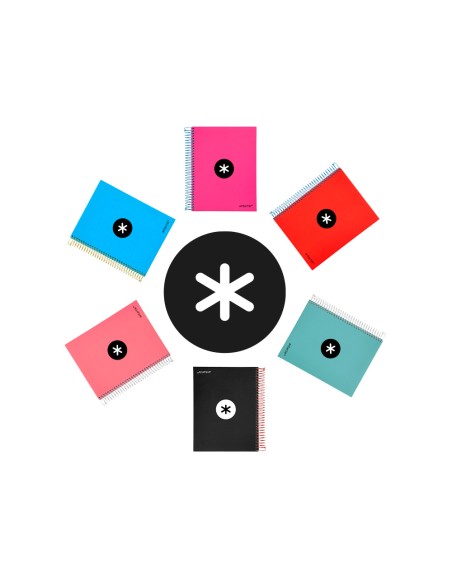 Cuaderno espiral a5 micro antartik tapa forrada 120 h 100g horizontal 5 bandas6 taladros colores surtidos