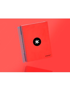 Cuaderno espiral a5 micro antartik tapa forrada 120 h 100g horizontal 5 bandas6 taladros colores surtidos