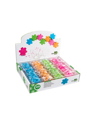 Goma liderpapel mecano con forma de rueda colores surtidos