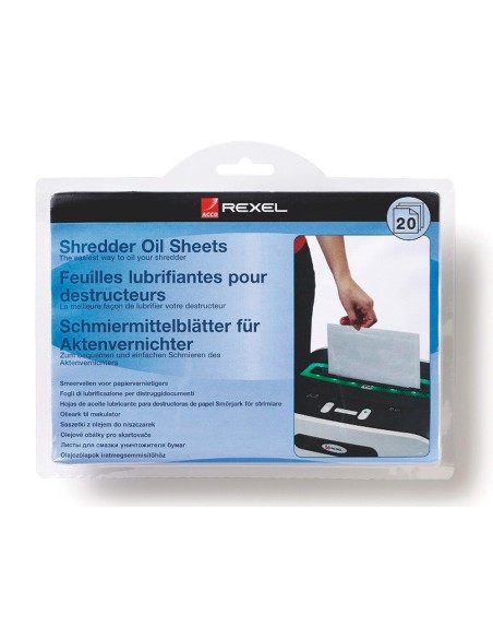 Hojas lubricantes rexel para destructora paquete de 12 hojas tamano din a5