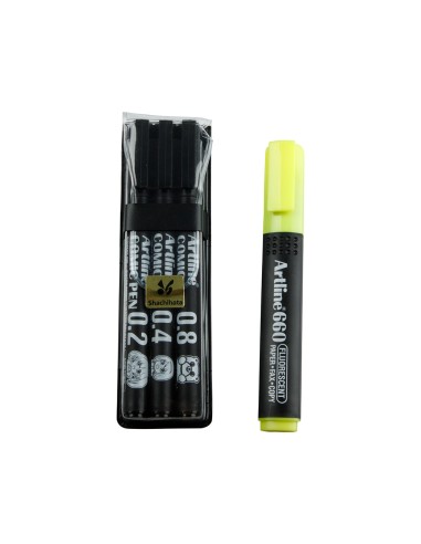 Rotulador artline comic pen calibrado micrometrico negro bolsa de 3 uds 02 04 08 permanente 853
