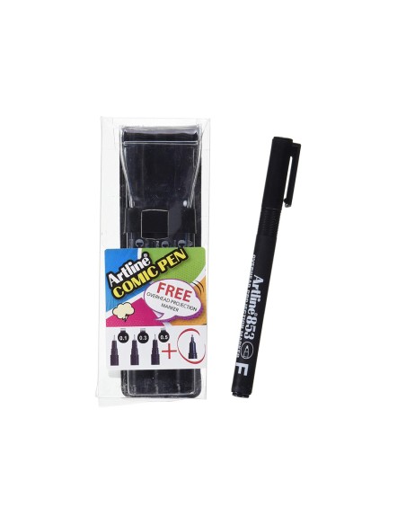 Rotulador artline comic pen calibrado micrometrico negro bolsa de 3 uds 02 04 08 fluorescente 660