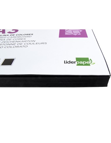 Cartulina liderpapel a3 180g m2 negro paquete de 100 hojas