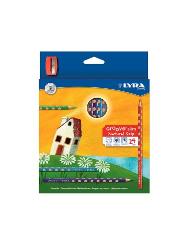Lapices de colores lyra groove slim triangular minas de 33 mm caja de 24 colores sacapuntas
