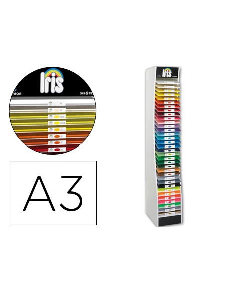 Expositor guarro vacio 34 estantes para cartulina a3 185 gr medidas 60x40x200 cm