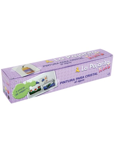 Pintura laca cristal la pajarita kids 35 ml caja de 6 unidades colores surtidos pincel