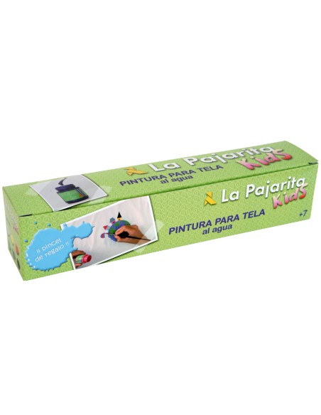 Pintura para tela la pajarita kids 25 ml caja de 6 unidades colores surtidos pincel