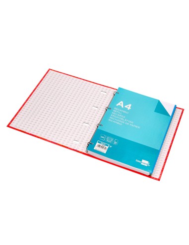Carpeta con recambio liderpapel a4 cuadro 5mm forrada 4 anillas 20mm
