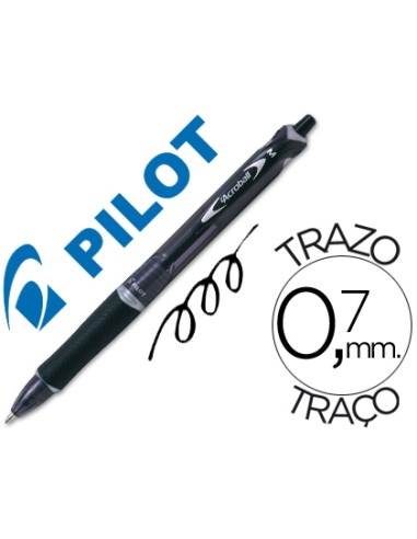 Boligrafo pilot acroball negro tinta aceite punta de bola de 10mm retractil