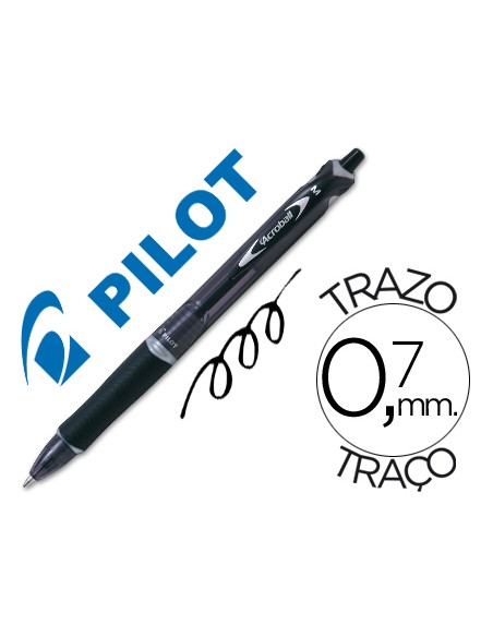 Boligrafo pilot acroball negro tinta aceite punta de bola de 10mm retractil