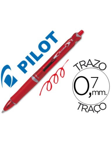 Boligrafo pilot acroball rojo tinta aceite punta de bola de 10mm retractil