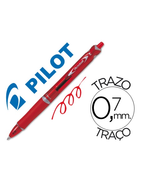 Boligrafo pilot acroball rojo tinta aceite punta de bola de 10mm retractil