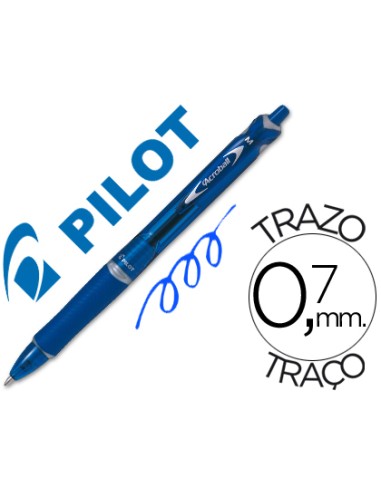 Boligrafo pilot acroball azul tinta aceite punta de bola de 10mm retractil