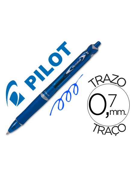 Boligrafo pilot acroball azul tinta aceite punta de bola de 10mm retractil