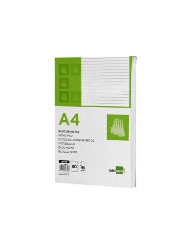 Bloc notas liderpapel horizontal a4 80 hojas 60g m2