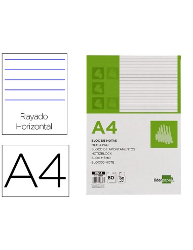 Bloc notas liderpapel horizontal a4 80 hojas 60g m2