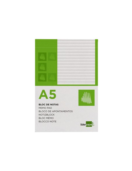 Bloc notas liderpapel horizontal a5 80 hojas 60g m2 perforado