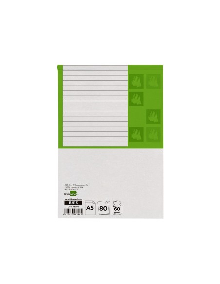 Bloc notas liderpapel horizontal a5 80 hojas 60g m2 perforado