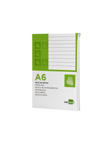 Bloc notas liderpapel horizontal a6 80 hojas 60g m2 perforado