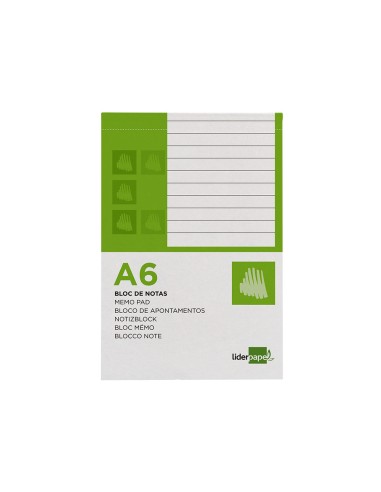 Bloc notas liderpapel horizontal a6 80 hojas 60g m2 perforado
