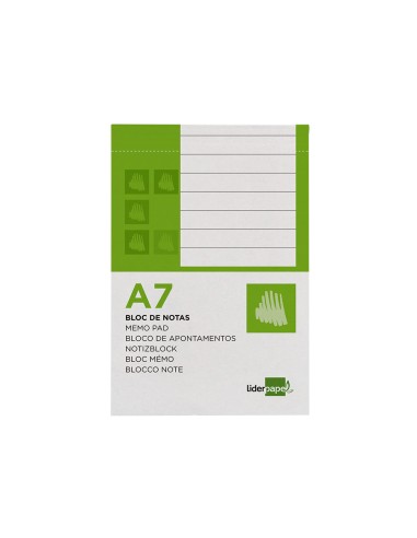 Bloc notas liderpapel horizontal a7 80 hojas 60g m2 perforado