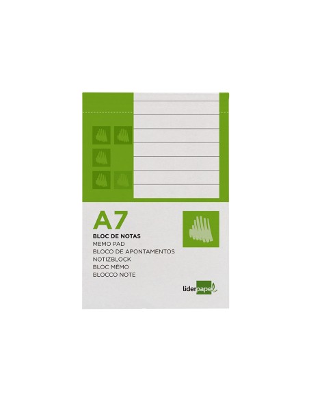 Bloc notas liderpapel horizontal a7 80 hojas 60g m2 perforado