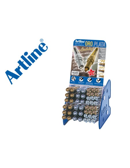 Rotulador artline marcador permanente tinta metalica gama oro y plata ek 900 999 expositor de 48 unidades