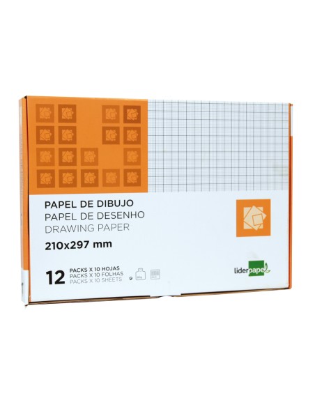 Papel dibujo liderpapel 210x297mm 80g m2 milimetrado pack de 10 hojas