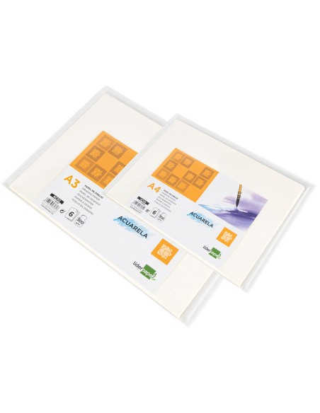 Papel dibujo liderpapel 210x297mm 300g m2 acuarela pack de 6 hojas