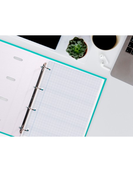 Recambio liderpapel a4 100 hojas 100g m2 cuadro 2mm con margen 4 taladros