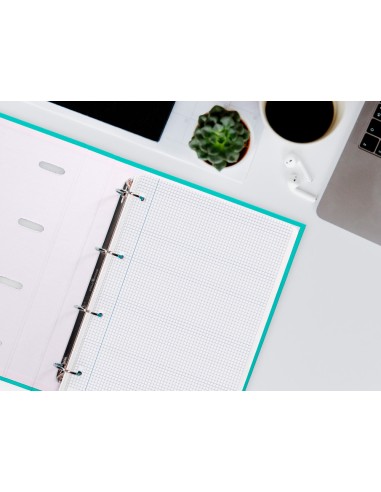 Recambio liderpapel a4 100 hojas 100g m2 cuadro 4mm con margen 4 taladros