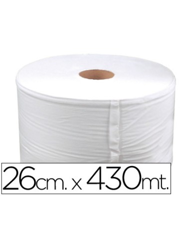 Papel secamanos industrial 26 cms de ancho x 400 mts aprox diametro 335 cm para el dispensador 46826