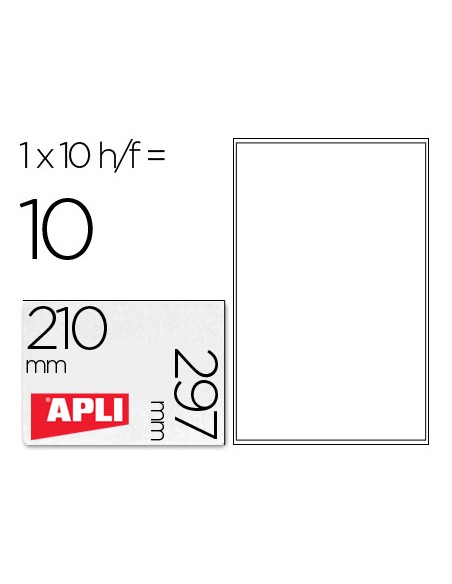 Etiquetas adhesivas apli transparentes poliester para impresora ink jet 210x297 mm presentadas en carpetas de 10
