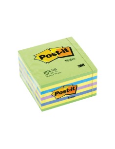 Bloc de notas adhesivas quita y pon post it 76x76 mm cubo color azul y verde 450 hojas