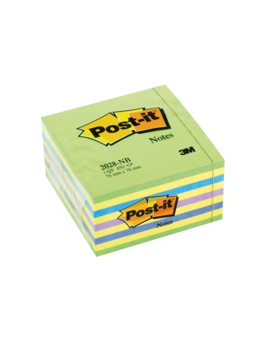 Bloc de notas adhesivas quita y pon post it 76x76 mm cubo color azul y verde 450 hojas